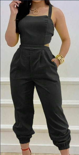 Women Casual Solid Color Jumpsuits With Ankle Cuffs For Spring Summer